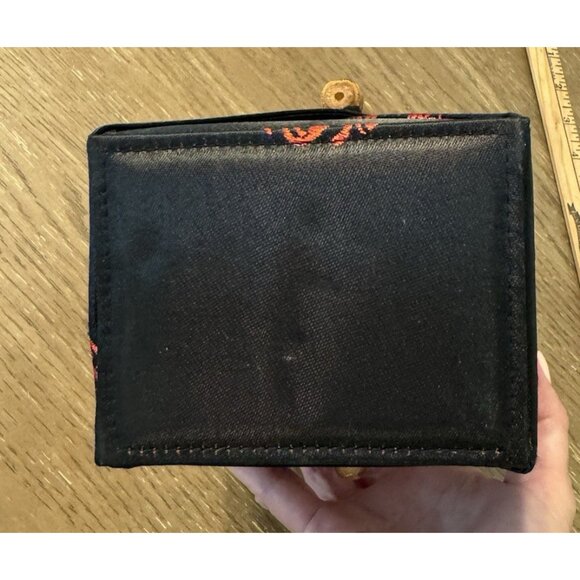 Vintage Tozai Chinese Takeout Box Purse Black & Red Satin-Bamboo Top Handle - Picture 7 of 12